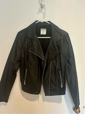 Old Navy Black Faux Leather Asymmetrical Zip Moto Jacket